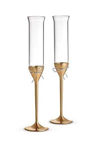 Wedgwood Vera Wang Love Knots Toasting Flute Pair, Gold