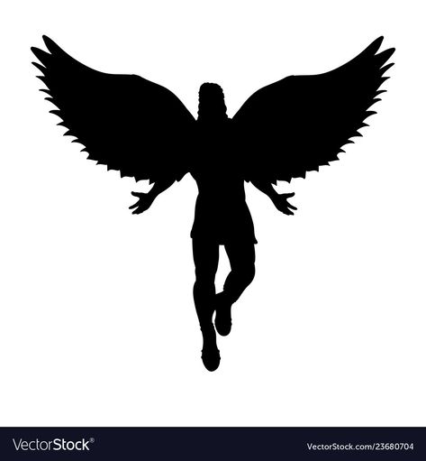 Flying Man Illustration, Flying Man Drawing, Angel Vector Illustration, Angel Flying Drawing, Flying Angel Drawing, Drawing Of Angel, Archangel Michael Tattoo, Heaven Tattoo, Icarus Tattoo