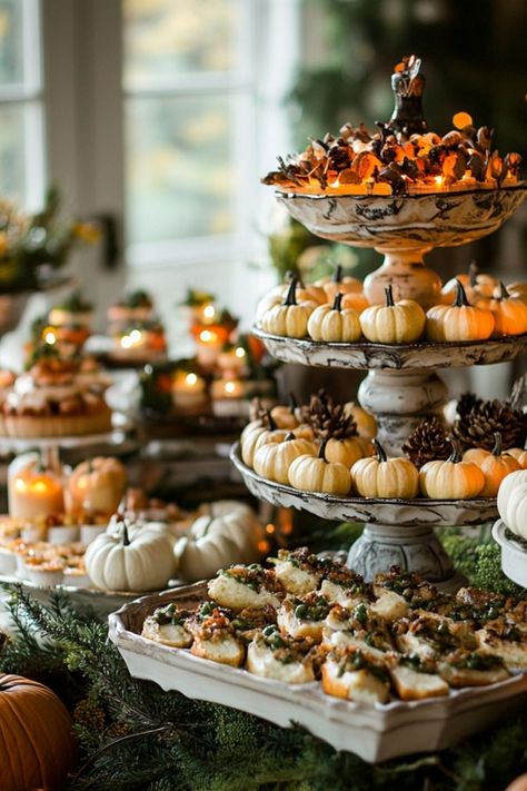 Organize your Thanksgiving buffet with stylish tiered trays for a practical and festive display. #ThanksgivingBuffet #TieredTrays #HolidayEntertaining Holiday Food Display Ideas, Easter Buffet Table, Buffet Table Arrangement, Buffet Styling, Food Display Ideas, Thanksgiving Buffet, Easter Buffet, 70th Birthday Party, Holidays Ideas