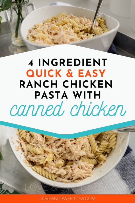 Canned Chicken Pasta, Easy Canned Chicken Recipes, Easy Ranch Chicken, Ranch Chicken Pasta, Easy Delicious Dinner Recipes, Chicken Lunch Recipes, Chicken Recipes Easy Quick, Easy Chicken Casserole Recipes, Chicken Ranch Pasta