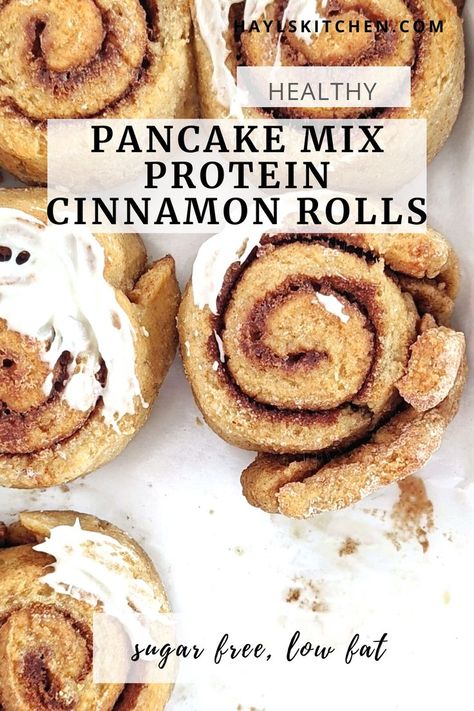 Kodiak Cake Cinnamon Rolls, Kodiak Cinnamon Rolls, Kodiak Pancake Mix Recipes With Protein Powder, Pancake Mix Cinnamon Rolls Recipe, Protein Cinnamon Muffins, Low Sugar High Protein Breakfast, Kodak Protein Pancakes, Kodiak Protein Pancake Mix Recipes, Flourish Pancake Mix Recipes