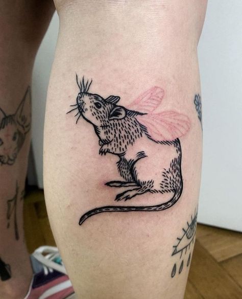 Rat Tattoo, Mouse Tattoos, Mushroom Tattoos, 4 Tattoo, Kawaii Tattoo, Cute Tiny Tattoos, Month Of June, A Rat, Tattoo Portfolio