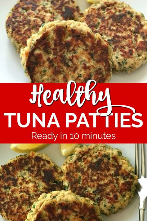 Healthy Tuna Patties Clean Eating, Optavia Lean And Green Recipes 5&1 Canned Tuna, Healthy Tuna Cakes, Recipes With Canned Tuna, Tuna Ideas, Tuna Patties Healthy, Tuna Burger Recipe, Tuna Patties Easy, Tuna Lunch