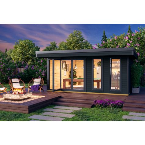 Summer Houses Uk, Summer House Interiors, Roof Beam, Vevey, Bungalow Design, Garden Buildings, Garden Office, Light And Space, House Extensions