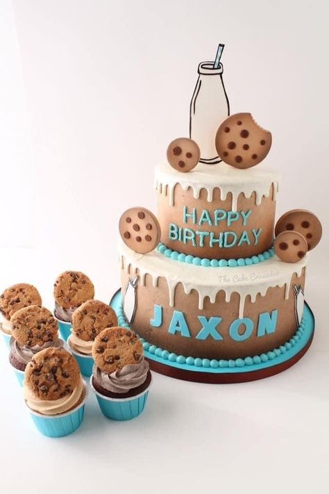 Cookie Smash Photos, Milk And Cookies 1st Birthday Cake, Milk And Cookies Birthday Cake, Cookies And Milk Cake, Cookie First Birthday Boy, Cookie Themed Cake, One Sweet Boy Birthday, One Tough Cookie Birthday Party, Cookie Themed Birthday Party