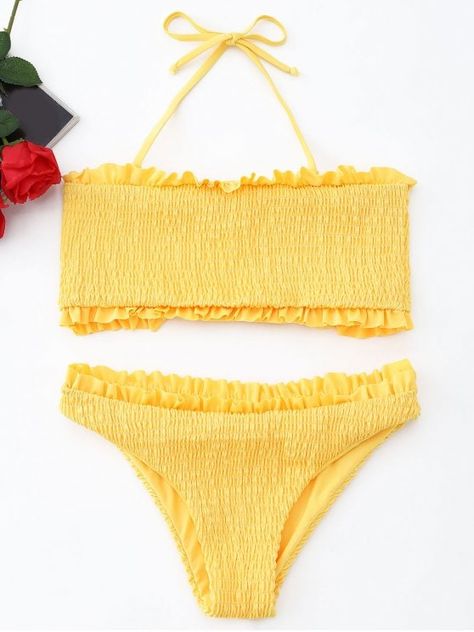 Zaful Outfits, Yellow Bikinis, Swimsuit Modest, Swimwear Modest, Casual Fashion Style, Trendy Beachwear, High Waisted Swimsuit, Swimsuit High Waisted, Zaful Dresses