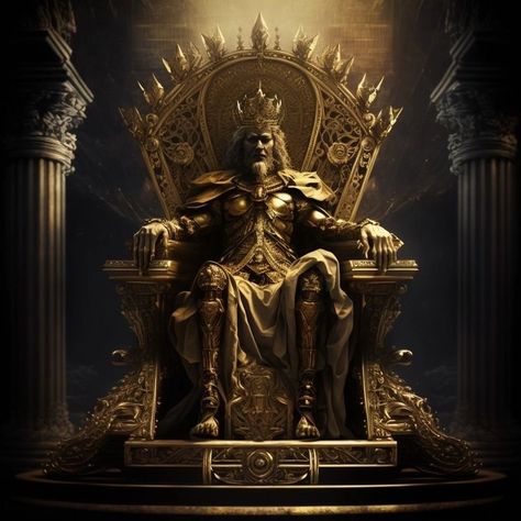 King On A Throne Art, King On A Throne Drawing, King On The Throne Art, Modern King Outfit, Man Sitting On Throne Reference, King On Throne Tattoo, Someone Sitting On A Throne, God Sitting On Throne, Fantasy Throne Chair Art