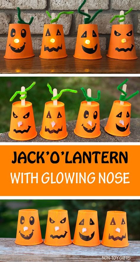 Paper cup Jack'O'Lantern pumpkin craft for kids. Easy Halloween craft for preschoolers, kindergartners and older kids. #jackolantern #pumpkin #Halloween Pumpkin Craft For Kids, Pumpkin Crafts Preschool, Craft For Kids Easy, Easy Halloween Craft, Dekorasi Halloween, Halloween Crafts Preschool, Pumpkin Craft, Halloween Treats For Kids, Halloween Arts And Crafts