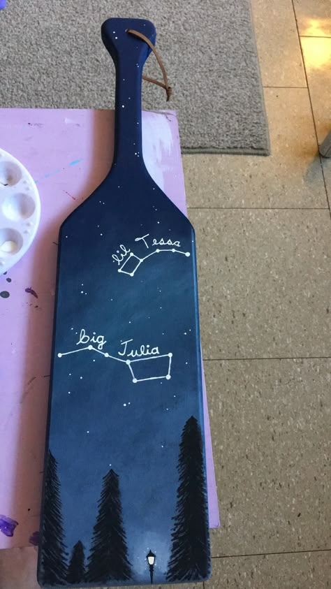 Big Dipper Little Dipper night sky sorority paddle Creative Sorority Paddles, Greek Life Paddles, Big Sorority Paddles, Cute Paddles Sorority, Big Paddles Sorority Ideas, Big Little Sorority Paddles, Sorority Big Little Paddles, Greek Paddle Ideas, Sorority Paddles Ideas Big Little