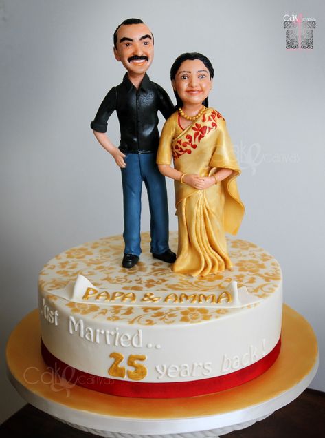 Huge Cakes, 25th Wedding Anniversary Decorations, Birthday Surprise Ideas, 25th Wedding Anniversary Cakes, Cakes Anniversary, Mom Dad Anniversary, 25 Anniversary Cake, Anniversary Cake Designs, 25th Wedding Anniversary Party