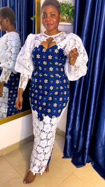 Ankara With Lace, Nigerian Lace Styles Dress, African Lace Styles, African Fabric Dress, Long African Dresses, African Print Dress Ankara, Best African Dresses, Lace Gown Styles, African Dresses Modern