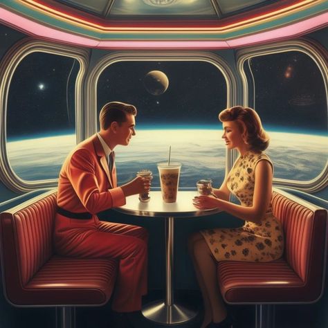 Us when? . . . . . . #astronomy #retro #retrovibes #space #cosmos #retroaesthetic #retrofuturism #futurism #retrofuturistic #70s #80s #90s #planet #stars #nebula #milkyway #galaxy #digitalart #aiart #aigeneratedart #nostalgia #nostalgic #nostalgicvibes #mustang1969 #mustang #90sarcade #love #surrealism #liminalspace #liminalspaces 1950s Retro Futurism, Atompunk Aesthetic Outfit, Old Space Aesthetic, 50s Space Aesthetic, Vintage Space Art Retro Futurism, Vintage Futurism Aesthetic, 70s Space Aesthetic, 70s Sci Fi Art Retro Futurism, 1980s Futurism