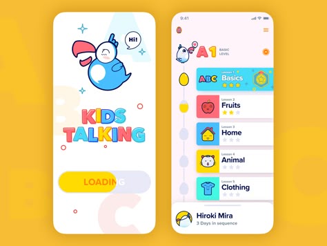 Concept. Learning the language for children by Anton Khmilovskyy Kids App Design, Kids Learning Apps, App Design Layout, Ui Ux 디자인, App Interface Design, Flat Ui, Dashboard Ui, Mobile Ui Design, Game Ui Design