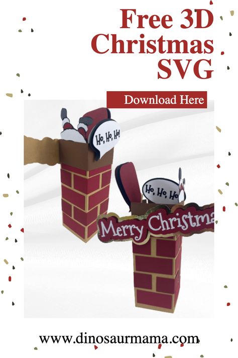 Beautiful Christmas Crafts, Free Christmas Svg, Santa Chimney, Christmas Svgs, Christmas Cricut, 3d Svg, Christmas Svg Files, Cricut Machine, 3d Christmas