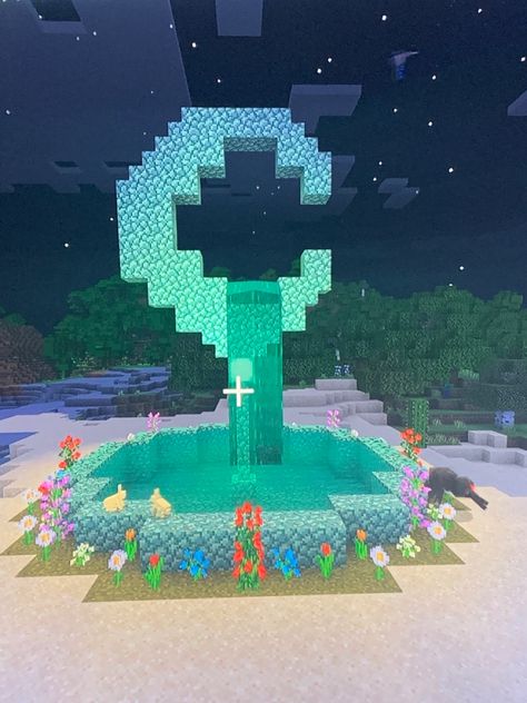 Stole this from reddit as well I think. Moon Statue Minecraft, Wells In Minecraft, Crescent Moon Minecraft, Minecraft Crescent Moon, Moon Fountain Minecraft, Minecraft Moon Fountain, Moon Fountain, Moon Minecraft, Minecraft Well