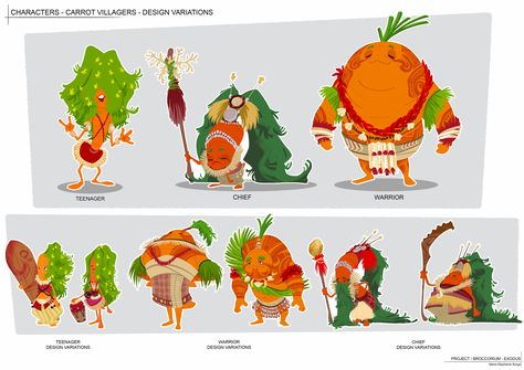 "Character design - Carrot Villagers" by Marie Stephanie Surga Funny Cartoon Characters, Adobe Illustrator Graphic Design, Color Script, Food Fantasy, Bee And Puppycat, Concept Art Character, Kid Character, Mascot Design, Monster Design