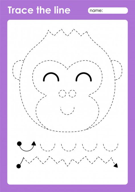 Fine Motor Skills Worksheets, Motor Skills Worksheets, Lines Preschool, Kindergarten Fine Motor, Gorilla Craft, Zoo Phonics, Kids Church Lessons, Shape Tracing Worksheets, Beginning Of Kindergarten