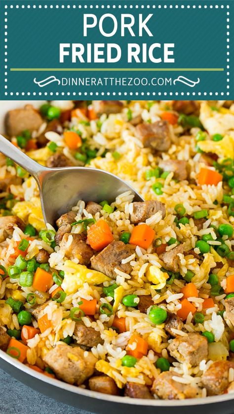 Pork Fried Rice Easy, Pork And Rice Recipes, Pork Fried Rice Recipe, Leftover Pork Tenderloin, Leftover Pork Chops, Healthy Fries, Fried Rice Recipe Easy, Pork Fried Rice, Leftover Pork