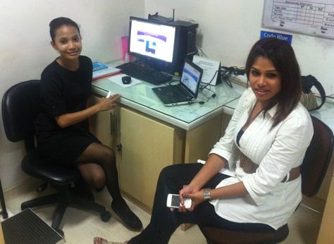 Look@MyBaby staff in Jakarta, Fauziah and Shalini in the office at Siloam Kebon Jeruk Hospital. Siloam Hospital, Customer Service Manager, South East Asia, East Asia, Jakarta, The Office, Lab Coat, Customer Service, Indonesia