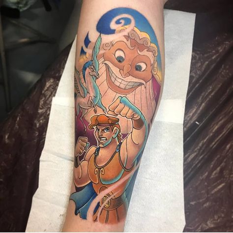 Disney Tattoos Worldwide on Instagram: “Done by artist🔹@brentgoudie 🔹 from UK! Go follow @brentgoudie @brentgoudie @brentgoudie to see more work! #supportyourlocaltattooartist…” Disney Tattoo Inspiration, Zeus Disney, Disney Tattoos Ariel, Disney Tattoos Peter Pan, Simple Disney Tattoos, Disney Tattoos Unique, Disney Tattoos For Men, Disney Castle Tattoo, Disney Couple Tattoos