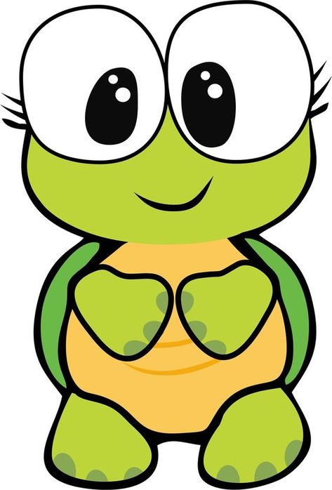 Cute Simple Animal Drawings, Cute Cartoon Turtle, Cute Turtle Cartoon, Cute Turtle Drawings, Turtle Clipart, Easy Drawings For Kids, Turtle Art, Cute Turtles, Rock Painting Designs