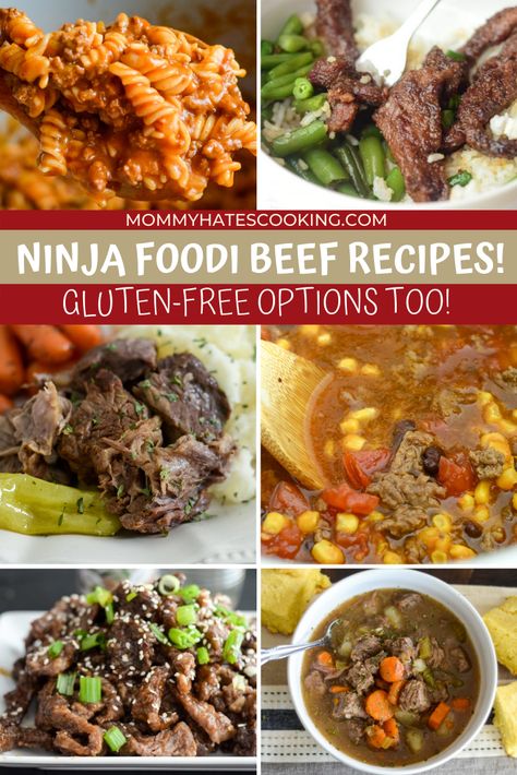 Use your Ninja Foodi to make these EASY Ninja Foodi Beef Recipes, most of which can also be made gluten-free too! Beef Ninja Foodi Recipes, Ninja Foodi Beef Stew, Beef Burrito Recipe, Bbq Beef Short Ribs, Crispy Beef, Beef Fajitas, Best Beef Recipes, Mississippi Pot Roast, Beef And Potatoes