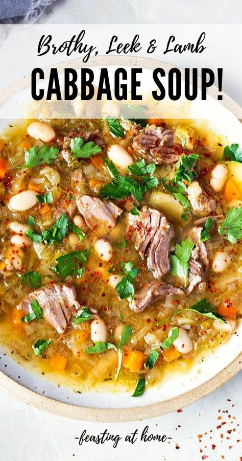 Soup With Ground Lamb, Lamb Vegetable Soup, Leek And Cabbage Soup, Lamb And Cabbage Stew, Lamb Broth Recipes, Cabbage Leek Soup, Instapot Cabbage Soup, Lamb Soup Recipes, Instapot Cabbage