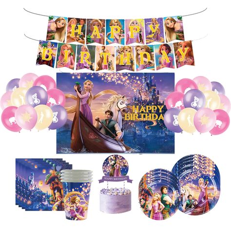 Tangled Rapunzel Princess Theme Birthday Party Decoration Cup Plates Tablecloth Balloon Backdrop for Rapunzel Princess, Princess Theme Birthday, Princess Theme Birthday Party, Tangled Rapunzel, Princess Theme, Theme Birthday Party, Balloon Backdrop, Birthday Party Decoration, Theme Birthday