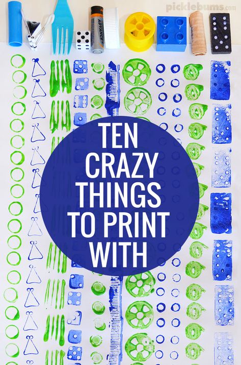 Ten Crazy Things to Print With - Picklebums Things To Print, Printmaking Projects, Preschool Art Projects, Ecole Art, Cool Art Projects, Crazy Things, Kindergarten Art, Art Activities For Kids, Art Lessons Elementary