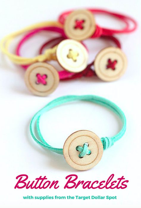 Simple button friendship bracelets Button Bracelets, Operation Christmas Child, Button Bracelet, Diy Buttons, Gelang Manik, How To Make Buttons, Button Art, Camping Crafts, Button Jewelry