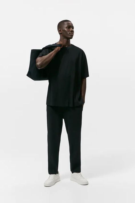 Black Trousers Outfit Man, Zara Men Outfits, Black Trousers Outfit, Trousers Outfit Men, Cropped Trousers Men, Black Trousers Men, Cropped Pants Men, Black Trousers Casual, Black Men Fashion Urban