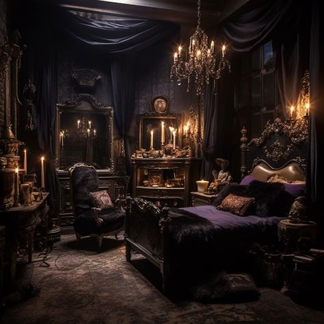 Gothic Music Room, Victorian Gothic Bedroom, Gothic Bedroom Furniture, Modern Gothic Bedroom, Dark Maximalism, Gothic Bedroom Ideas, Medieval Bedroom, Gothic Interior Design, Academia Bedroom