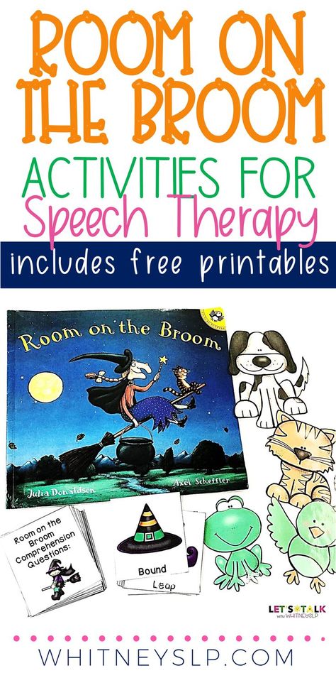 Room On The Broom Activities, Witch Activities, Halloween Speech Activities, Halloween Speech Therapy Activities, Book Themed Activities, Speech Lessons, Speech Therapy Activities Preschool, Activities For Speech Therapy, Speech Therapy Crafts