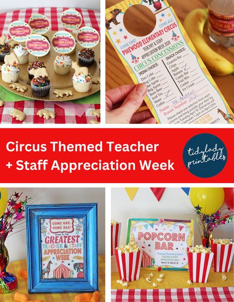 Circus Themed Teacher Appreciation Week, Carnival Teacher Appreciation Week, Teacher Appreciation Circus Theme, Circus Teacher Appreciation Week, Teacher Appreciation Week Printables, Carnival Printables, Housekeeping Week, Teacher Appreciation Week Themes, Circus Gifts