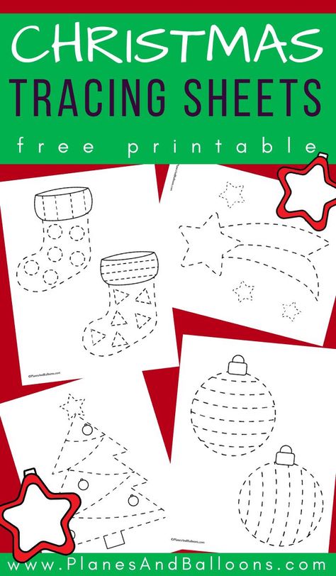 Free printable Christmas tracing pages for toddlers and preschoolers. Christmas Crafts For Toddlers Preschool, Christmas Tracing Worksheets, Tracing Worksheets Preschool Free, Christmas Tracing, Christmas Learning, Preschool Christmas Activities, Christmas Centers, Christmas Writing, Preschool Tracing