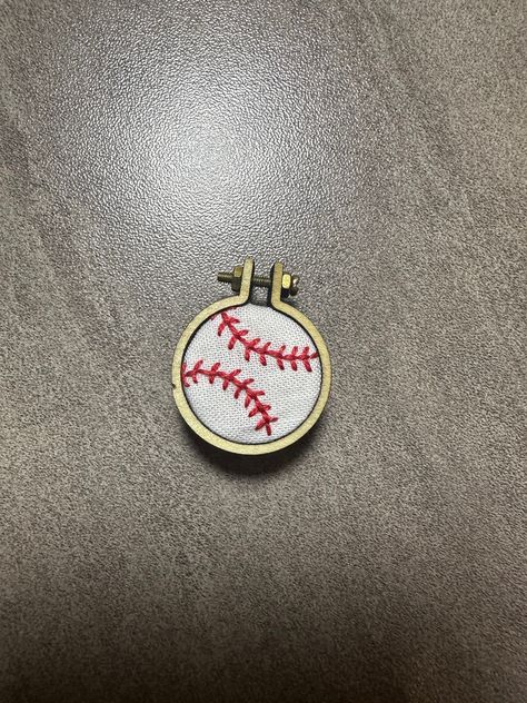 Get ready for baseball season with this baseball mini embroidery hoop magnet! Hoops are about 1 inch in diameter and super lightweight.  Happy to provide made-to-order customizations in different colors. Just PM me to talk details. Please note - customizations may take longer to create and ship. Athena Percy Jackson, Mini Embroidery Hoop, Mini Embroidery, Embroidery Baseball, Sewing Embroidery, Baseball Season, Sewing Embroidery Designs, Embroidery Inspiration, Small Magnets