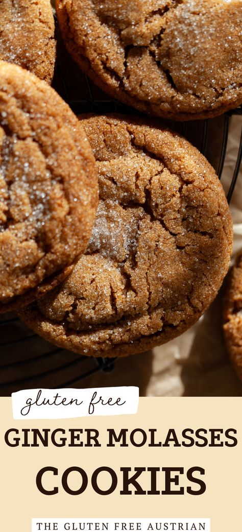 Gluten Free Soft Molasses Cookies – soft and chewy with hints of ground ginger, freshly grated nutmeg, and cinnamon. This gluten-free molasses cookies recipe is perfect for the holidays but let’s be honest – they are perfect gluten free cookies all year round. Gluten Free Soft Ginger Cookies, Cassava Flour Gingerbread Cookies, Gf Ginger Snaps, Gluten Free Ginger Snap Cookies, Gluten Free Molasses Cookies Chewy, Molasses Cookies Gluten Free, Gluten Free Ginger Molasses Cookies, Almond Flour Molasses Cookies, Almond Flour Ginger Cookies