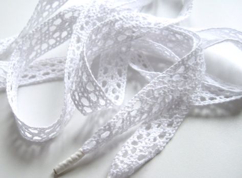 Crochet Lace Shoelaces, Crochet Shoelaces, Shoelace Designs, Lace Shoelaces, Ribbon Shoelaces, Custom Shoelaces, Crochet Ribbon, Wedding Sneakers, Crochet Wedding