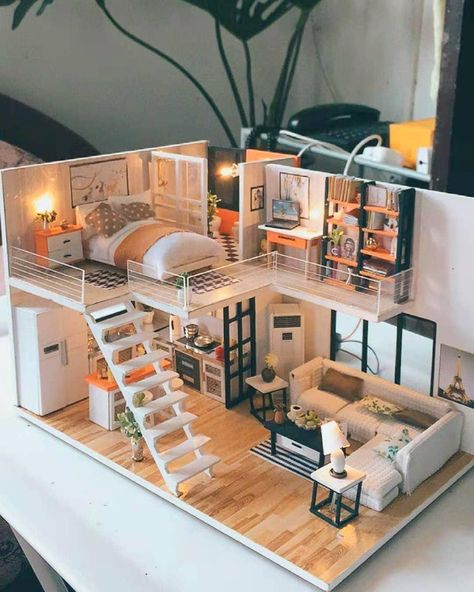 Apartment Designs, Loft House Design, Modern Apartment Design, Tiny House Interior Design, Tiny House Loft, Apartment Decoration, House Floor Design, Decoration Tips, Sims House Plans