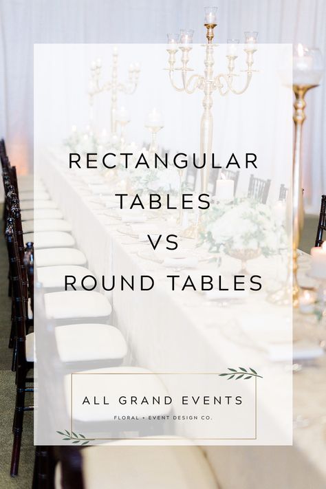 A top event designer's advice on choosing rectangular tables or round tables for guest seating. #Floraldesign #floraldesigner #eventdesign #eventdesigner #weddingdesign #florist #weddingflorist #weddingdesigner #corporateeventdecor #corporateevents #weddingdecor #wedding flowers #weddingfloraldesign #EastLansingflorist #Michiganflorist #Detroitflorist #GrandRapidsflorist #EastLansingfloraldesign #Michiganfloraldesign #EastLansingweddings #Michiganweddings #Detroitweddings #GrandRapidsweddings How To Set Wedding Table, Wedding Table Arrangements Layout Small, Round Or Rectangle Wedding Tables, Round Tables Vs Long Tables Wedding, Table Layout For 100 Guests, Rectangle Table Layout For Party, Round Vs Rectangle Wedding Tables, Round And Rectangle Table Layout, Round And Rectangle Tables Wedding Layout