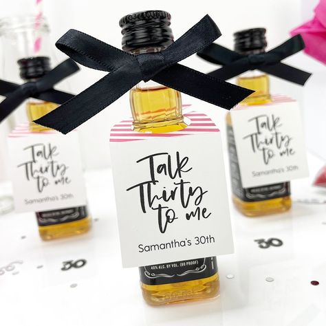 Talk Thirty to Me 30th Birthday Favors Mini Bottle Tags 30th Birthday Party Ideas For Him, Dirty 30 Birthday Ideas For Women, 30th Birthday Ideas For Women Party, Talk Thirty To Me Birthday Theme, Rip 30th Birthday, 30 Birthday Decor, 30th Birthday Themes For Guys, Party Ideas 30th Birthday, Festa All Black