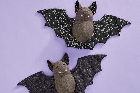 Bat plush pattern Bat Plush Pattern, Halloween Sewing Patterns, Basic Sewing Kit, Bat Plush, Halloween Sewing, Homemade Halloween Costumes, Bat Pattern, Free Sewing Pattern, Basic Embroidery Stitches