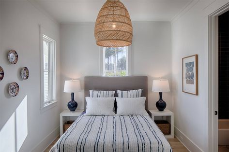 Coastal Cottage Interior Design Inspiration - Part 1 {Get the Look!} - Hello Lovely Small Guest Bedroom, Cottage Interior Design, Coastal Cottage Decorating, Coastal Cottage Style, Coastal Farmhouse Decor, Open Dining Room, Cottage Interior, Coastal Bedrooms, Clean Bedroom