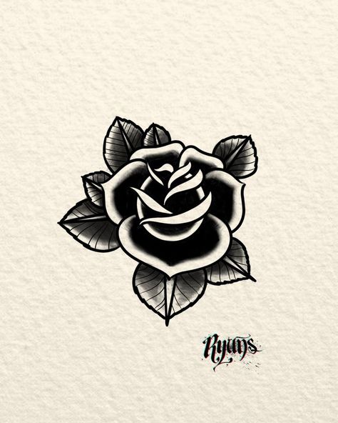 American Traditional Rose, Rock Tattoos, Traditional Tattoo Flash Sheets, Old School Rose, Ink Tattoo Design, Red Tattoo Ideas, Red Ink Tattoo, Abstract Tattoo Ideas, Traditional Flowers