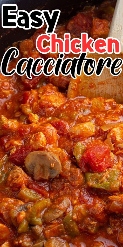 Ready for a family favorite recipe? This Slow Cooker Chicken Cacciatore is all you need. Pop everything in your crock pot now, and come home to a rich, Italian comfort food. Simple, homemade, and absolutely delicious, you'll love this easy recipe! Easy Chicken Cacciatore Recipe Crockpot, Chicken Cacciatore Recipe Easy Crock Pot, Chicken Catachorie, Chicken Cacciatore Recipe Crockpot, Sausage Cacciatore Recipe, Chicken Cacciatore Recipe Easy, Chicken Cacciatore Crock Pot, Chicken Catchatori Recipe, Recipe For Chicken Cacciatore