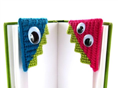 Needlepoint Monster Bookmark Photo Tutorial - plastic canvas crafts Monster Bookmark, Plastic Canvas Patterns Free, Crochet Bookmarks, Book Markers, Plastic Crafts, Plastic Canvas Crafts, Canvas Projects, Canvas Crafts, New Crafts