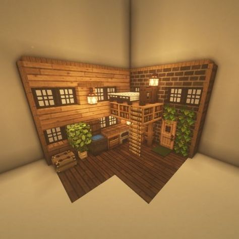 Loft Minecraft Ideas, Mincraft Idea Inside, Minecraft Loft Interior, Minecraft Loft Ideas, Minecraft Loft House, Minecraft Loft Bedroom Ideas, Minecraft Attic Ideas, Minecraft Loft Bed, Cozy Minecraft Interior