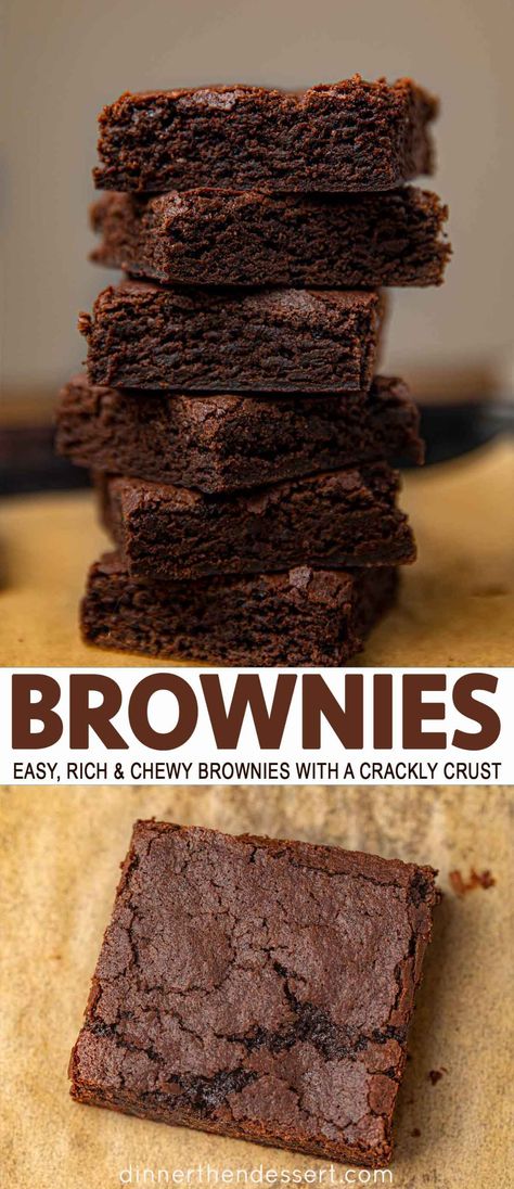 Easy Chocolate Brownies, Brownie Recipe With Cocoa, Classic Brownies, Brownies Decorados, Chewy Brownies Recipe, Pantry Recipe, Cocoa Powder Brownies, Cocoa Powder Recipes, Cocoa Brownies