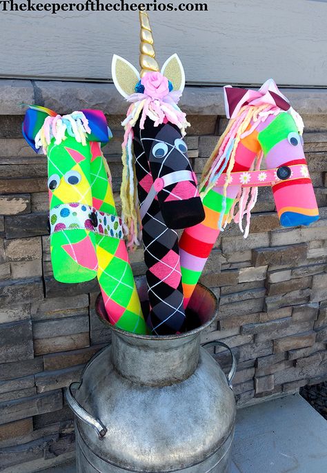 Pool Noodle Stick Horse & Pool Noodle Unicorns Horse Pool, Pool Noodle Horse, Noodle Horse, Noodles Ideas, Pool Noodle Crafts, Stick Horses, Horse Party, Unicorn Crafts, Pool Noodle