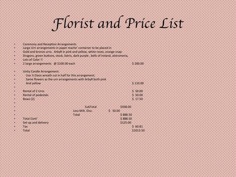 Florist Price List Urn Arrangements, Unity Candle, Price List, Florist, Wedding Planning, How To Plan, Flowers, Quick Saves